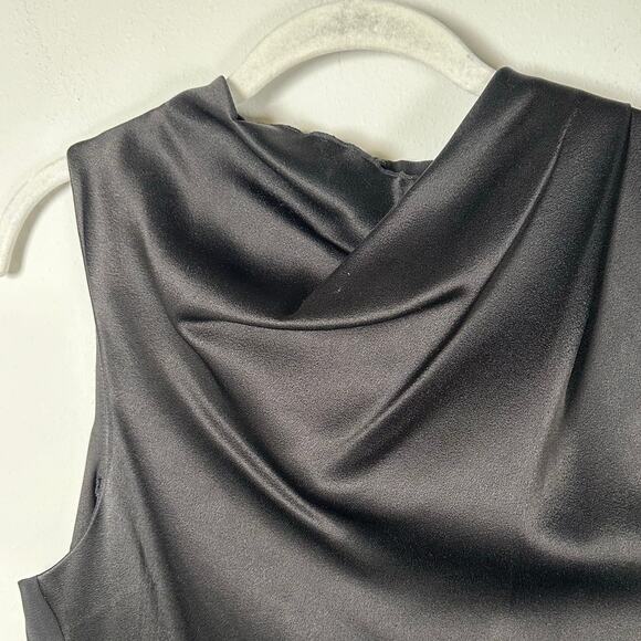 Halston Heritage Black High Draped Neck Sleeveless Dress Women's Large - Picture 8 of 11